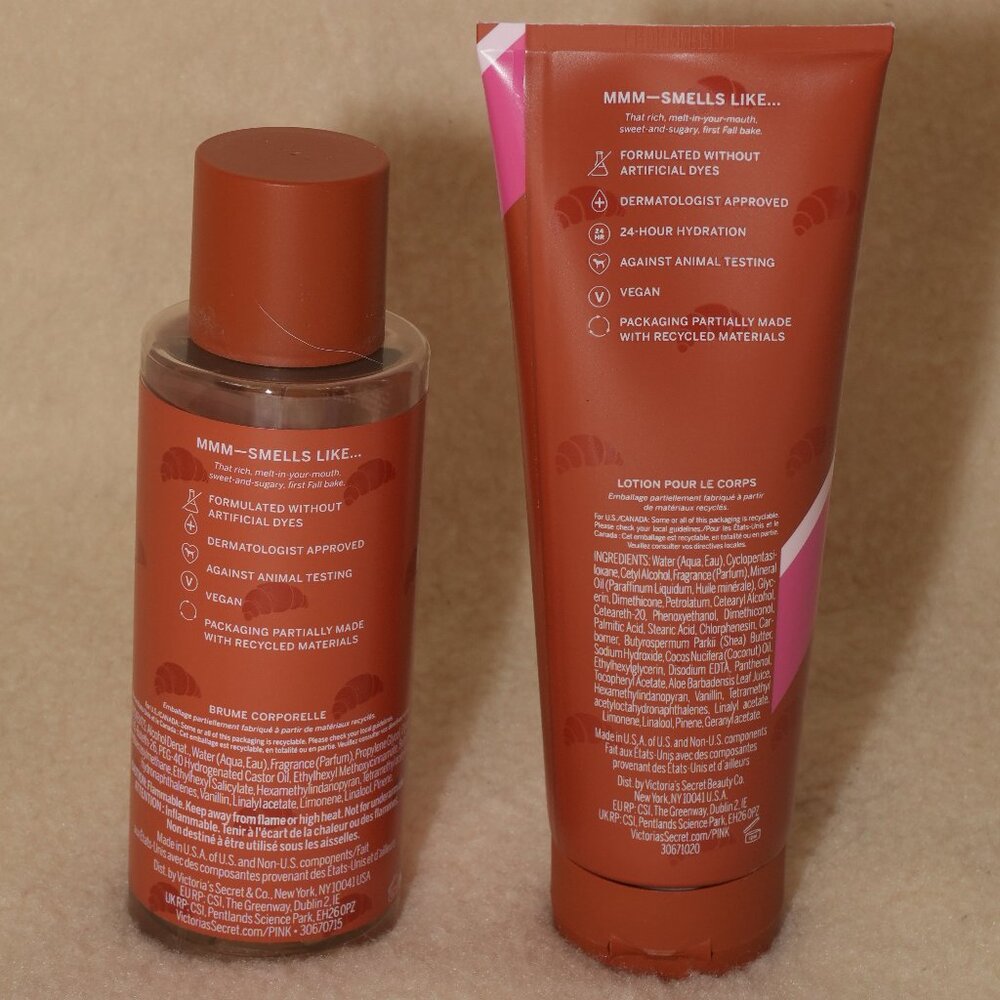 NWT Pink Lot of Body Mist and Body Lotion Buttery Sugary Flaky Croissant Vegan - Picture 2 of 4